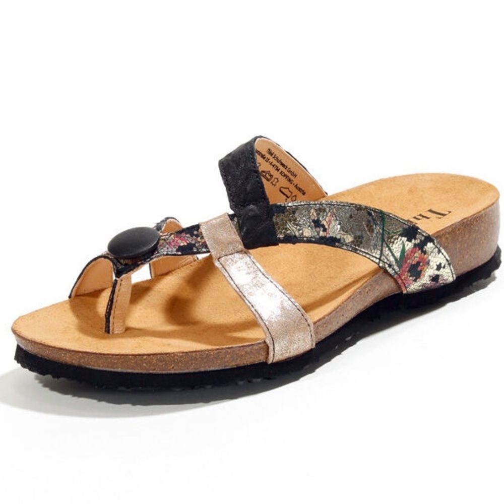 Julia by Think! Black-gold sandals, EU 39